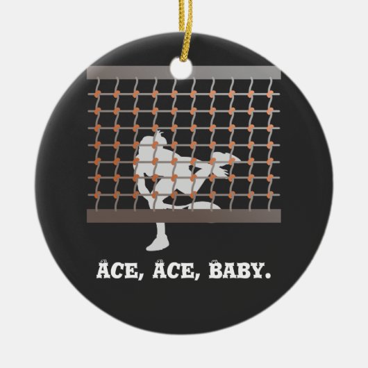 Tennis Ace Baby Tennisspielerin im Netz Keramik Ornament (Vorne)