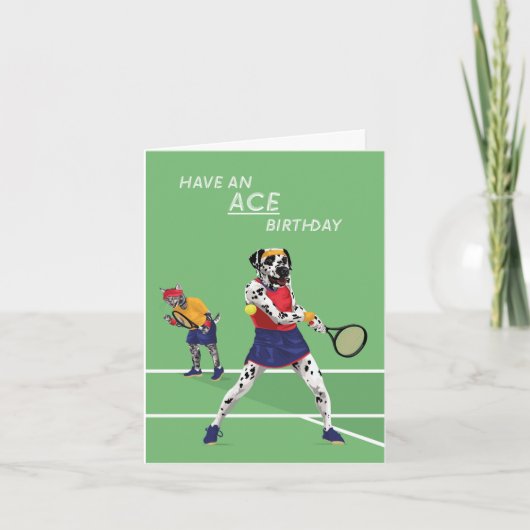 Tennis Ace Dotty Dog Geburtstag Karte (Vorderseite)