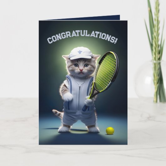 Tennis Ace Kitten Dankeskarte (Vorderseite)