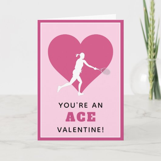 Tennis Ace Valentine Funny Sprichwort für ihr Spor Karte (Vorderseite)