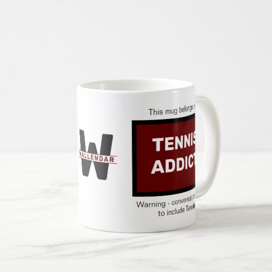 Tennis Addict Fügen Sie Ihr Name Monogramm erste Kaffeetasse (VorderseiteRechts)