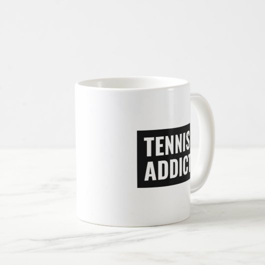 Tennis Addict Funny Zitat Weiß und schwarz Elegant Kaffeetasse (VorderseiteRechts)
