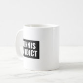 Tennis Addict Funny Zitat Weiß und schwarz Elegant Kaffeetasse (Vorderseite Links)