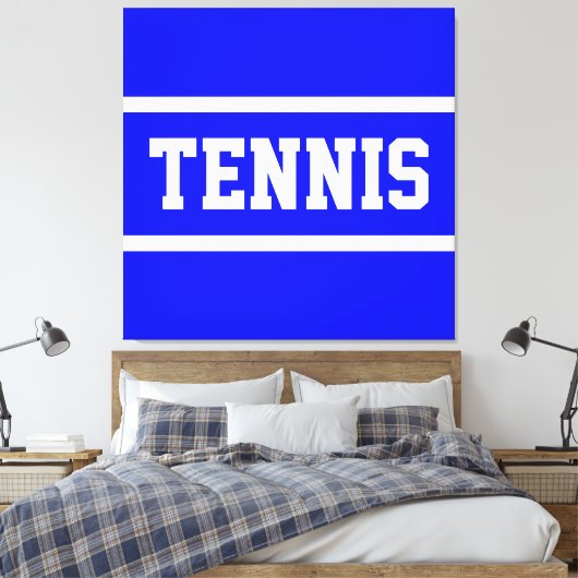 TENNIS Athletic Bright Blue White Stripes Leinwanddruck (Insitu (Schlafzimmer))