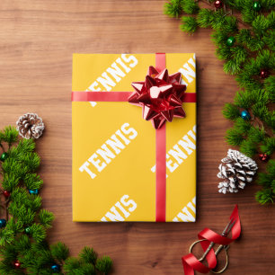 TENNIS Athletischer weißer Text auf hellgelbem Ora Geschenkpapier