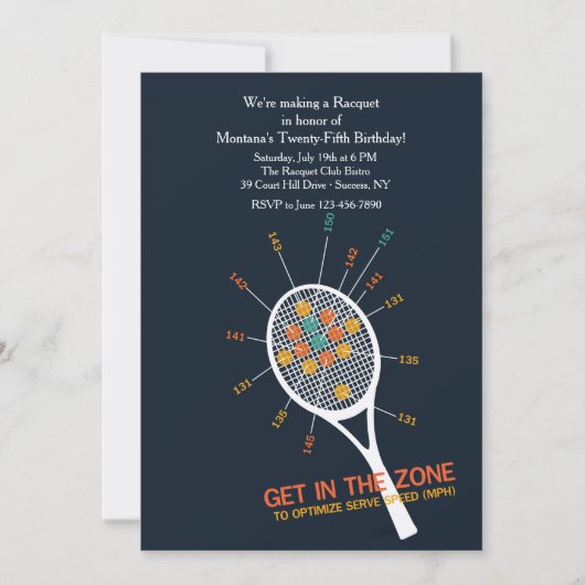 Tennis-Aufschlags-Zonen-Einladung Einladung (Vorderseite)