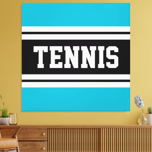 TENNIS Azurblau Gelbe Schwarz-weiße Rennstreifen Leinwanddruck
