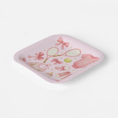 Tennis Baby Girl in rosa Thema mit Schläger Pappteller (Gewinkelt)