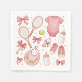Tennis Baby Girl in rosa Thema mit Schläger Serviette (Vorderseite)