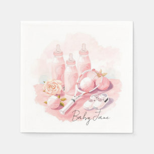 Tennis Baby Girl in rosa Thema mit Schläger  Serviette