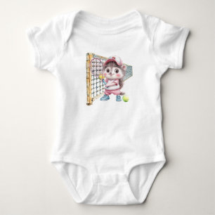 Tennis Baby Player auf Tennisplatz Strampler