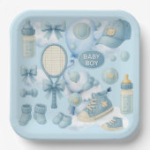 Tennis Baby Shower for Baby Boy Blue themed Pappteller (Vorderseite)
