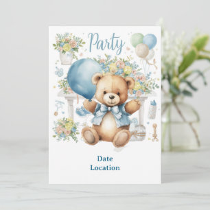 Tennis Baby Shower für Baby Boy Blue thematisiert Einladung
