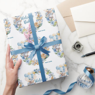 Tennis Baby Shower für Baby Boy Blue thematisiert Geschenkpapier