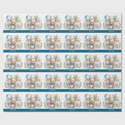 Tennis Baby Shower für Baby Boy Blue thematisiert Geschenkpapier (Flach)