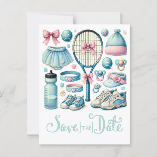 Tennis Baby Shower für Baby Boy Blue thematisiert Postkarte