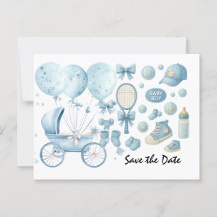 Tennis Baby Shower für Baby Boy Blue thematisiert Postkarte