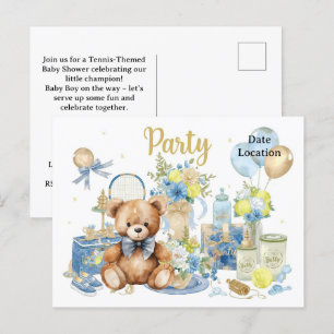 Tennis Baby Shower für Baby Boy Blue thematisiert Postkarte