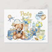 Tennis Baby Shower für Baby Boy Blue thematisiert Postkarte (Vorderseite)