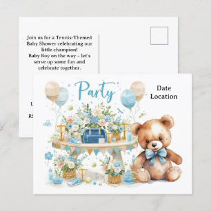 Tennis Baby Shower für Baby Boy Blue thematisiert Postkarte