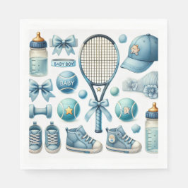 Tennis Baby Shower für Baby Boy Blue thematisiert Serviette