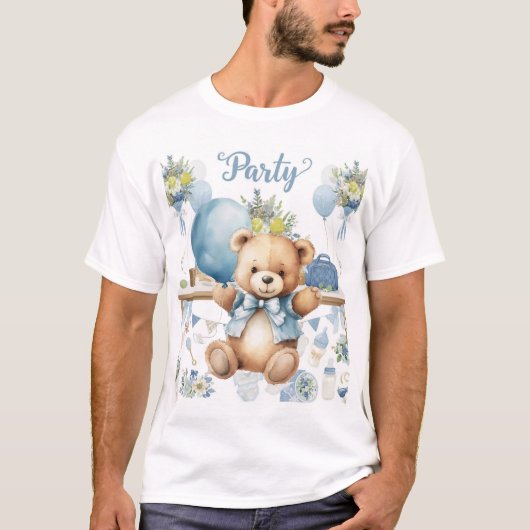 Tennis Baby Shower für Baby Boy Blue thematisiert T-Shirt (Vorderseite)