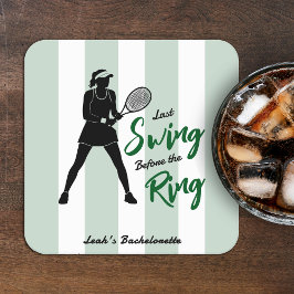 Tennis Bachelorette Last Swing Before the Ring Rechteckiger Pappuntersetzer