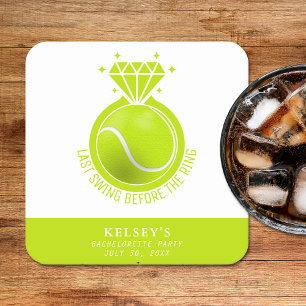 Tennis Bachelorette Letzte Swing vor dem Ring Rechteckiger Pappuntersetzer