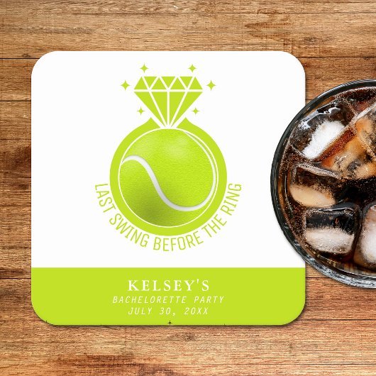 Tennis Bachelorette Letzte Swing vor dem Ring Rechteckiger Pappuntersetzer