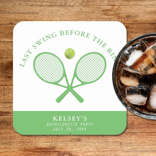 Tennis Bachelorette Letzte Swing vor dem Ring Rechteckiger Pappuntersetzer