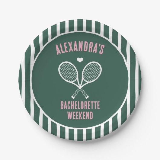 Tennis Bachelorette party preppy green Pappteller (Vorderseite)