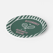 Tennis Bachelorette party preppy green Pappteller (Schrägansicht)