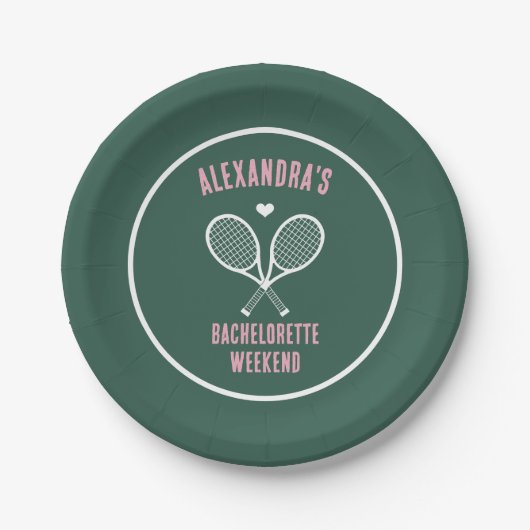 Tennis Bachelorette party preppy green Pappteller (Vorderseite)