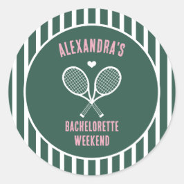 Tennis Bachelorette party preppy green Runder Aufkleber