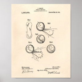 Tennis Ball 1914 Patent Art Old Peper Poster