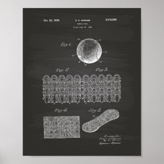 Tennis Ball 1935 Patente Art Chalkboard Poster