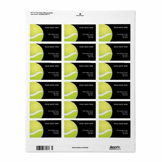 Tennis Ball Address Labels Adressaufkleber (Vorne)