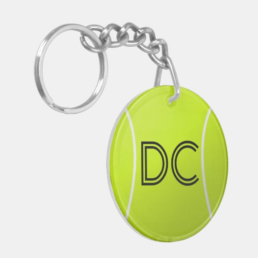 Tennis Ball benutzerdefinierte Initialen oder Text Schlüsselanhänger (Vorderseite links)