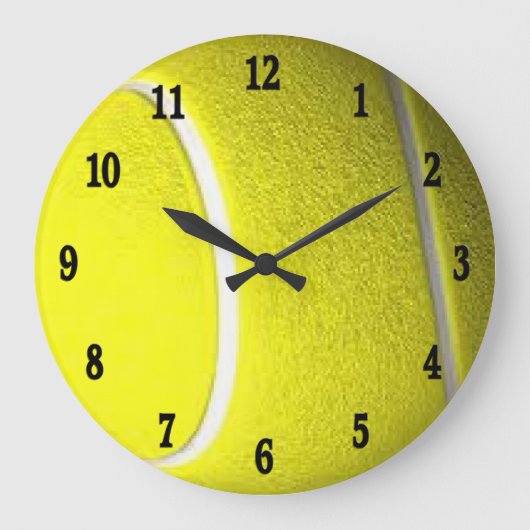Tennis Ball Black Numbers Große Wanduhr (Vorderseite)