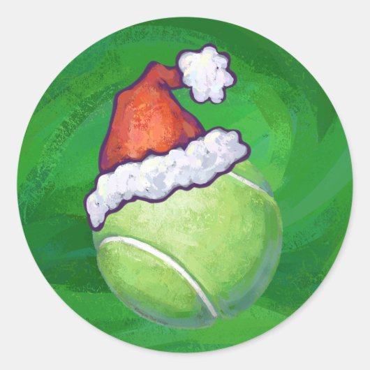 Tennis Ball Christmas Green Runder Aufkleber (Vorderseite)