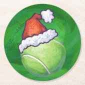 Tennis Ball Christmas Green Runder Pappuntersetzer (Vorderseite)