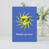 Tennis Ball Cool Sun Face T-Shirt Dankeskarte (Stehend Vorderseite)