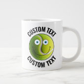 Tennis Ball Custom Happy Face & Personalisiert Tex Jumbo-Tasse (Rechts)