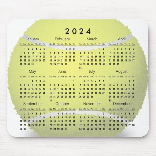 Tennis Ball Design 2024 Kalender Mousepad (Vorne)