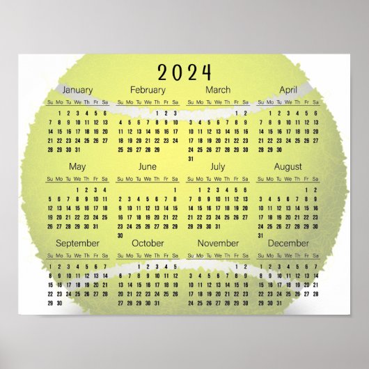 Tennis Ball Design 2024 Kalenderposter Poster (Vorne)