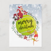Tennis Ball hinter Santa Claus Frohe Weihnachten (Vorderseite)