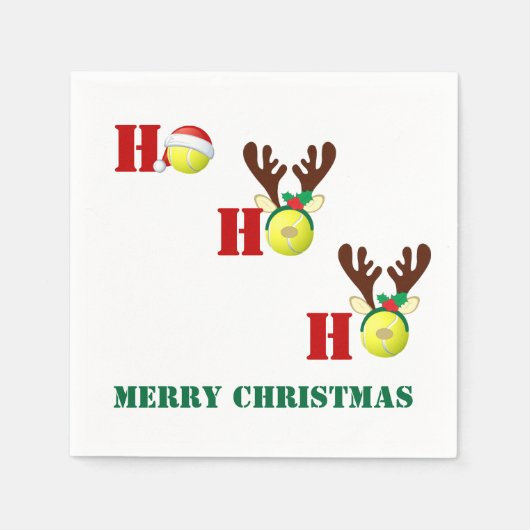 Tennis Ball Ho Ho Ho Santa Reindeer Weihnachten Serviette (Vorderseite)