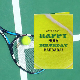 Tennis Ball Ihren Namen und Geburtstag hinzufügen Karte