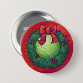 Tennis Ball in Wreath auf Rot Button (Vorne & Hinten)