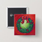 Tennis Ball in Wreath auf Rot Button (Vorne & Hinten)